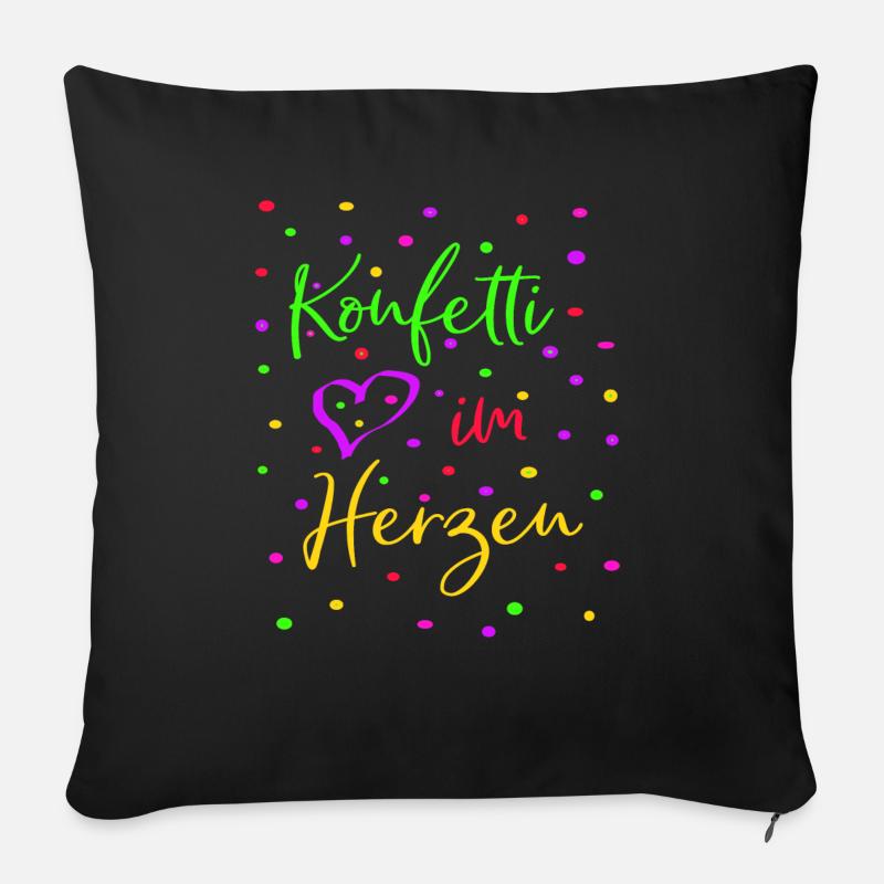 Karneval Fasching Konfetti im Herzen - Sofakissen mit Füllung 45 x 45 cm - Schwarz