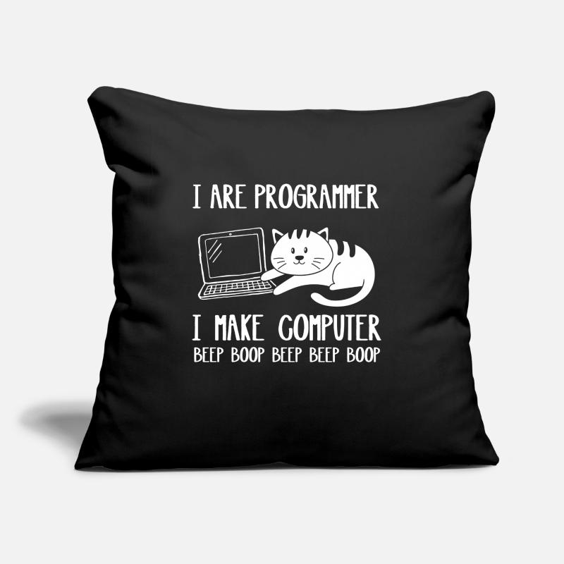 Je suis programmeur, je fais un chat drôle d'ordinateur Coussin et housse de 45 x 45 cm