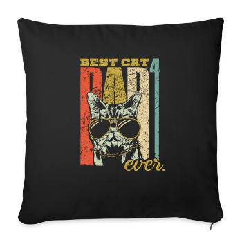 Meilleur Cat Papa ever 4 chats quadruple papa de chats - Coussin et housse de 45 x 45 cm - noir - Devant