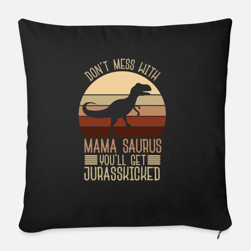Mama Saurus - Sofakissen mit Füllung 45 x 45 cm - Schwarz