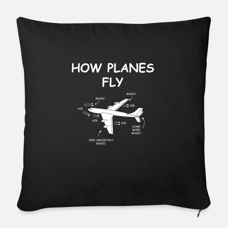 How Planes Fly Magic Magie Luft Flugzeug Auftrie - Sofakissen mit Füllung 45 x 45 cm - Schwarz