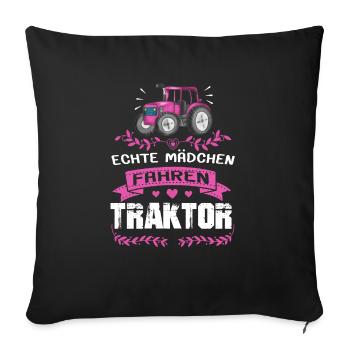 Echte Männer fahren Traktor Nachwuchs Landwirt - Sofakissen mit Füllung 45 x 45 cm - Schwarz - Vorne