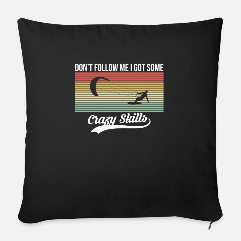 Don’t Follow Me I Do Stupid Things Kite Surfer - Coussin et housse de 45 x 45 cm - noir