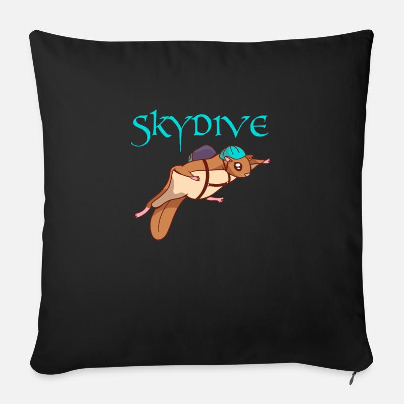 Wingsuit Skydive Écureuil parachutiste - Coussin et housse de 45 x 45 cm - noir
