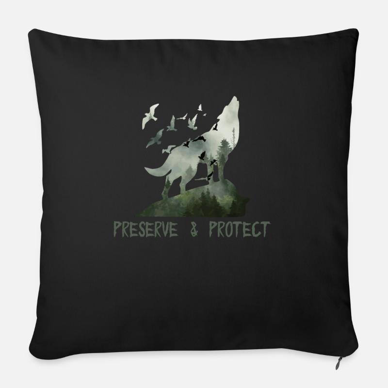 Preserve & Protect Umweltschutz Klimaschutz Wolf - Sofakissen mit Füllung 45 x 45 cm - Schwarz