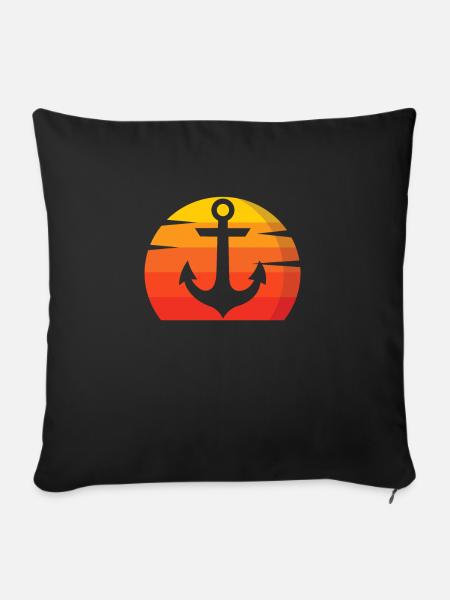 Anker Schiff Seefahrt - Sofakissen mit Füllung 45 x 45 cm - Schwarz