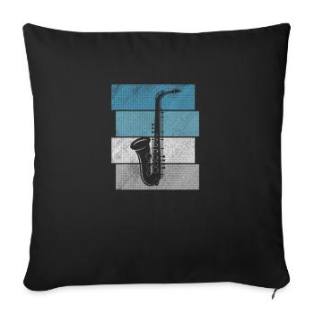 Vintage Saxophon joueur Saxophone Jazz cadeau - Coussin et housse de 45 x 45 cm - noir - Devant