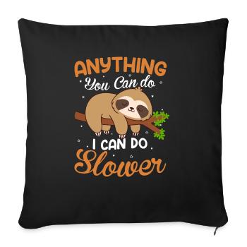 Drôle de sort avec paresseux lentement détendu - Coussin et housse de 45 x 45 cm - noir - Devant