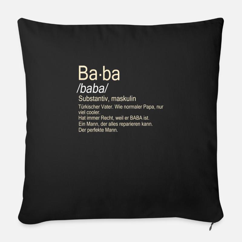 Baba Türkischer Vater Baba hediye - Sofakissen mit Füllung 45 x 45 cm - Schwarz