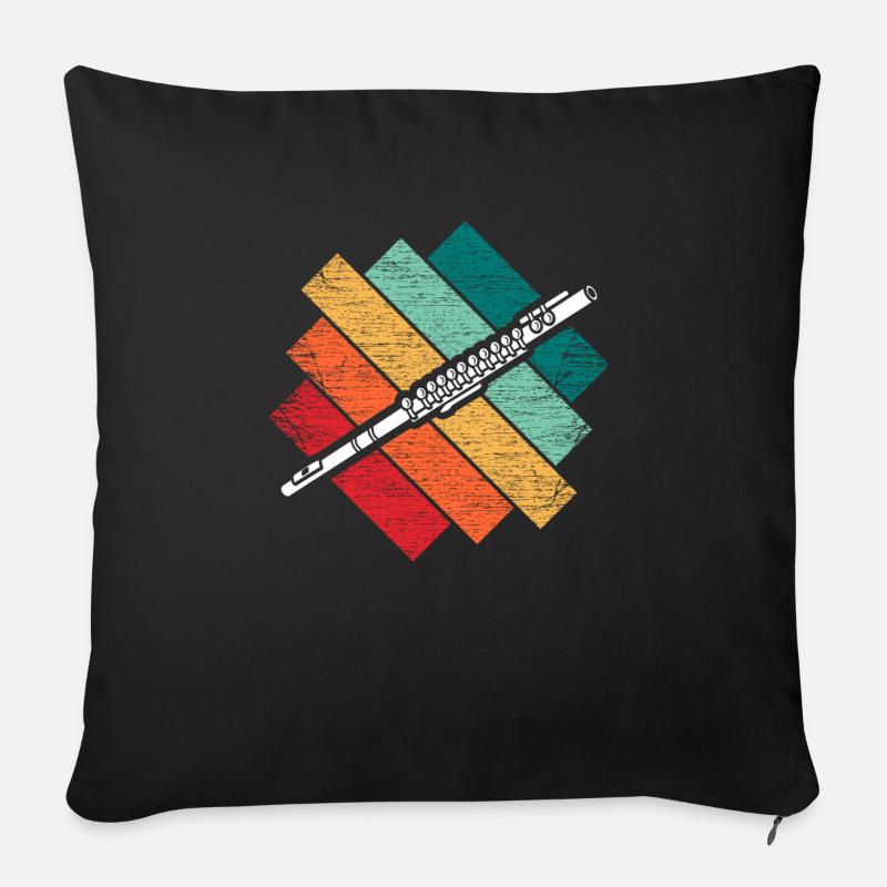 transverse flute - Sofa pillow with filling 45cm x 45cm - black