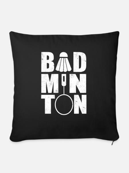 Badminton Federball Badmintonschläger Geschenk - Sofakissen mit Füllung 45 x 45 cm - Schwarz