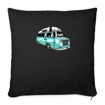 Camper Bus Caravane Bus - Coussin et housse de 45 x 45 cm - noir - Devant