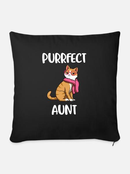 Purrfect Aunt Tante Geschenk - Sofakissen mit Füllung 45 x 45 cm - Schwarz