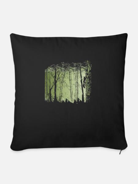 Eichhörnchen im Wald - Sofakissen mit Füllung 45 x 45 cm - Schwarz