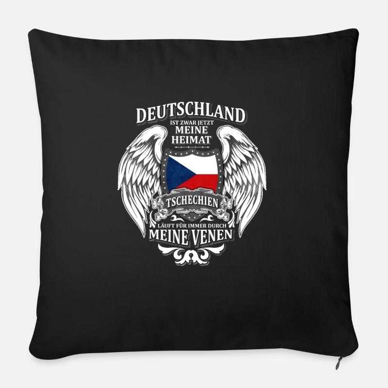 Tschechien - Sofakissen mit Füllung 45 x 45 cm - Schwarz