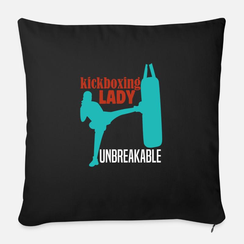 Kickboxen Lady Muay Thai Combat Workout Kampfsport - Sofakissen mit Füllung 45 x 45 cm - Schwarz
