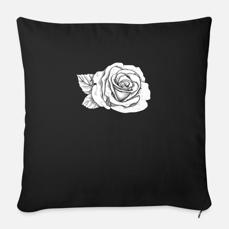 Rose Blume - Sofakissen mit Füllung 45 x 45 cm - Schwarz