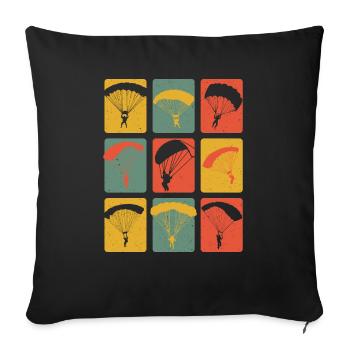 Retro Paragleiter Gleitschirmflieger Vintage - Sofakissen mit Füllung 45 x 45 cm - Schwarz - Vorne