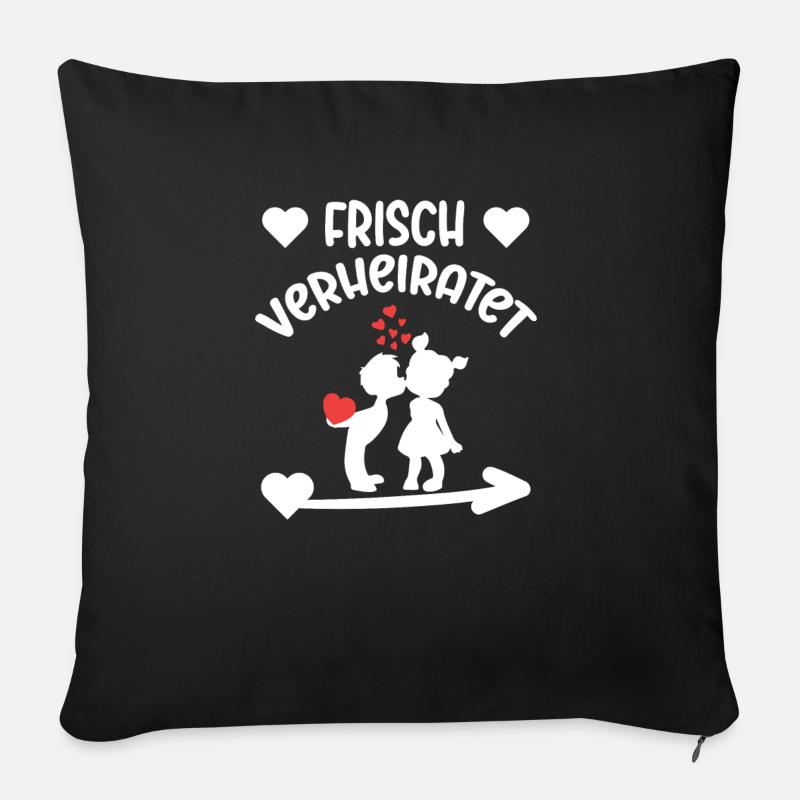Frisch verheiratet Ehe Flitterwochen - Sofakissen mit Füllung 45 x 45 cm - Schwarz