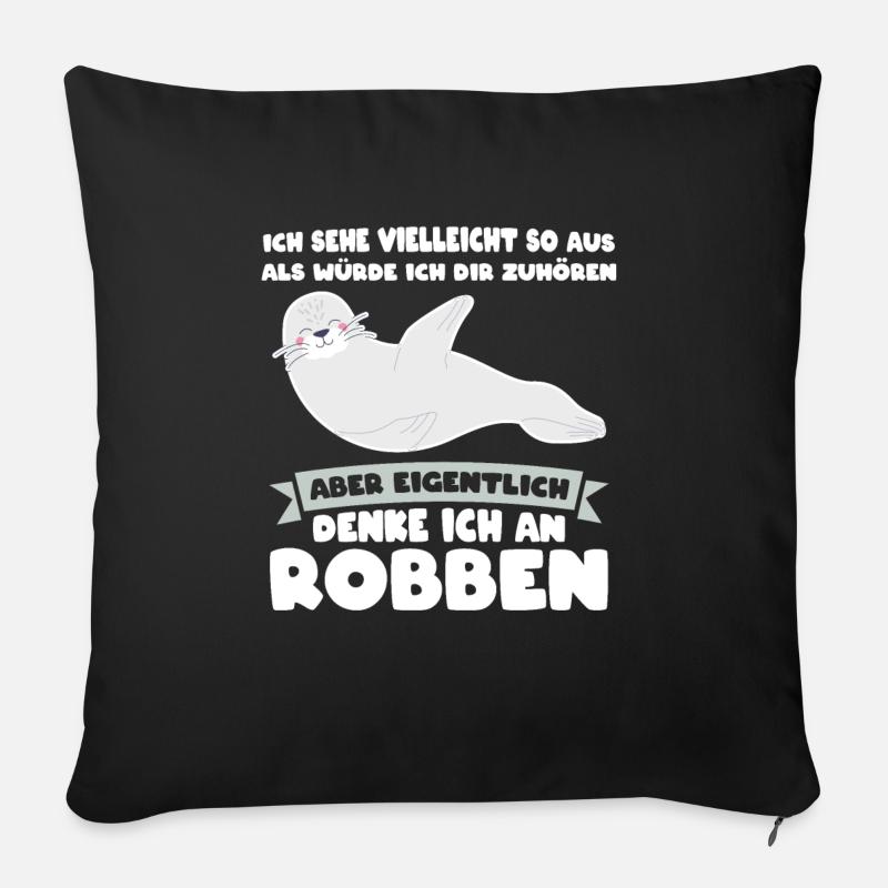 Robbe Seelöwe Seerobben Geschenk - Sofakissen mit Füllung 45 x 45 cm - Schwarz