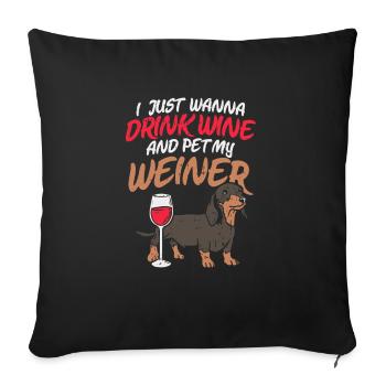 Pet My Weiner - Geschenk - Sofakissen mit Füllung 45 x 45 cm - Schwarz - Vorne