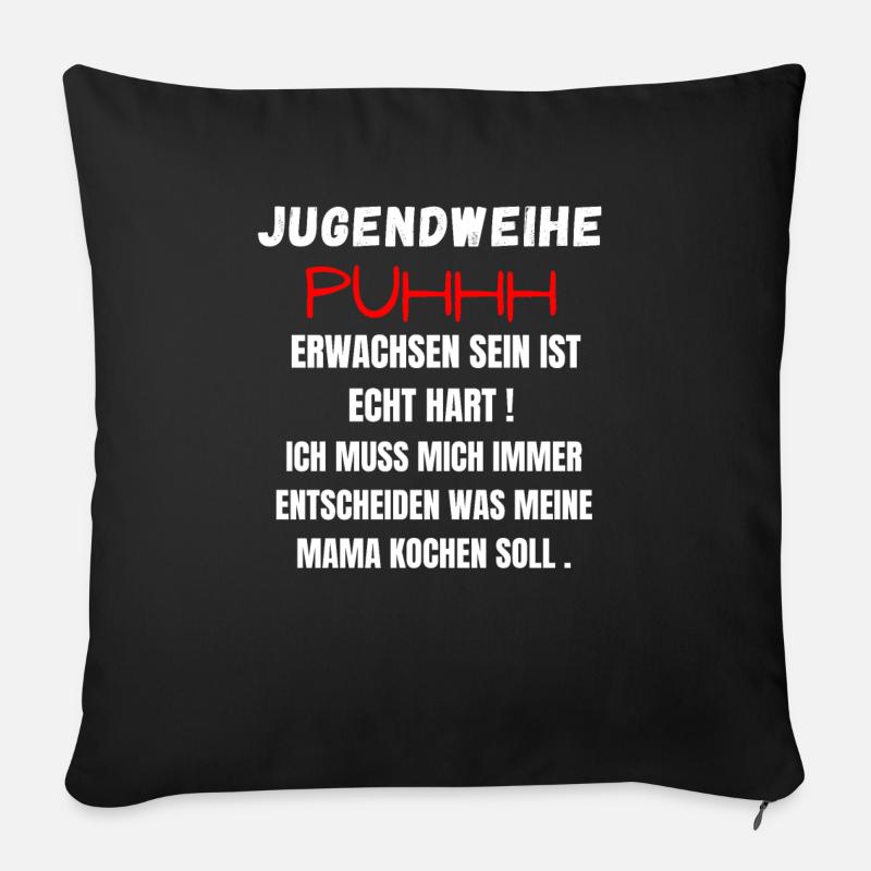 Jugendweihe 2021 | Lustiges Jugendweihe Geschenk - Sofakissen mit Füllung 45 x 45 cm - Schwarz