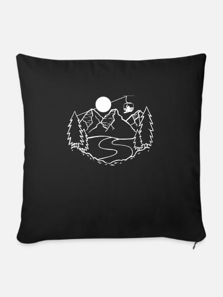 Winterlandschaft Snowboarder Skilift Geschenk - Sofakissen mit Füllung 45 x 45 cm - Schwarz