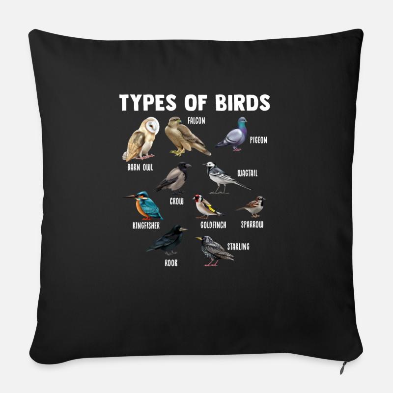 Vogelarten Vogelnest Vogelarten Vogel Geschenke - Sofakissen mit Füllung 45 x 45 cm - Schwarz