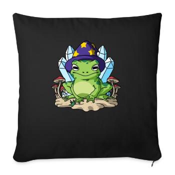 Cottagecore Aesthetic grenouille chapeau champignon - Coussin et housse de 45 x 45 cm - noir - Devant