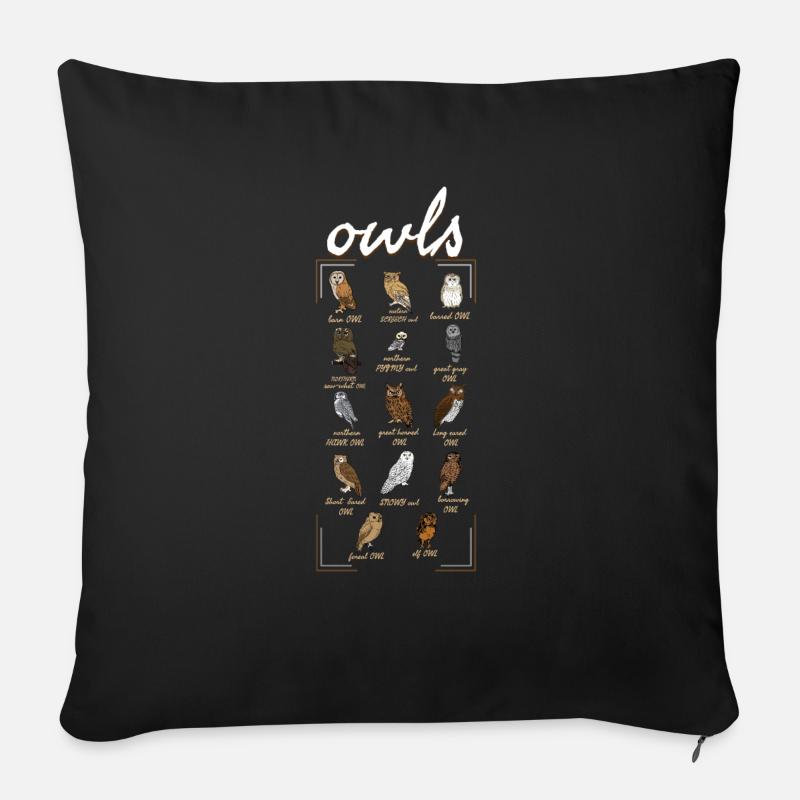 Hiboux Birder Birdwatcher Observation d’oiseaux - Coussin et housse de 45 x 45 cm - noir