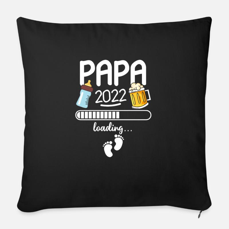 Papa 2022 Loading Werdender Vater Ankündigung - Sofakissen mit Füllung 45 x 45 cm - Schwarz