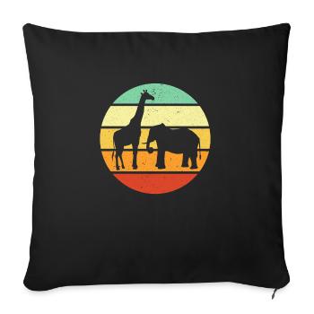 Zoo Visitors Animal Fan Gift Zoo Giraffe Elephant - Sofa pillow with filling 45cm x 45cm - black - Front