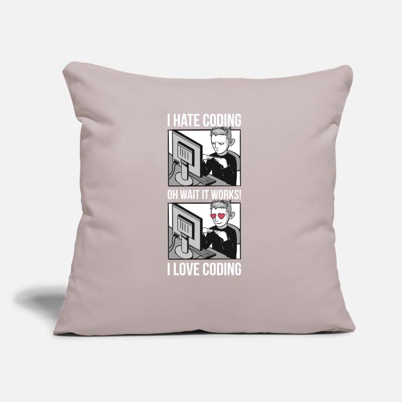 I Love Coding Programmer Cadeau Coussin et housse de 45 x 45 cm