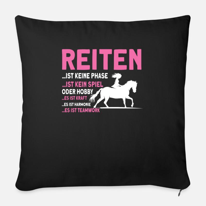 Reiten Pferde Reiter Geschenk - Sofakissen mit Füllung 45 x 45 cm - Schwarz