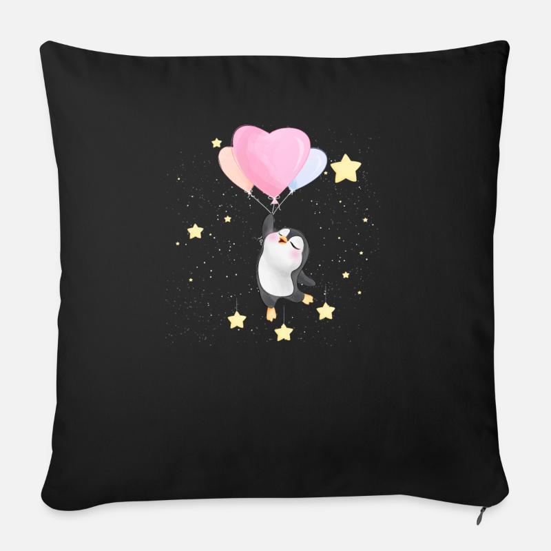 Süßer Pinguin, der im Weltraum schwebt - Sofakissen mit Füllung 45 x 45 cm - Schwarz