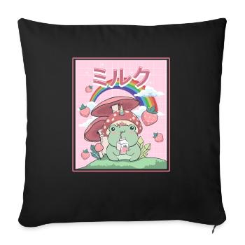 Cottagecore Aesthetic Frog Drinks Lait japonais - Coussin et housse de 45 x 45 cm - noir - Devant
