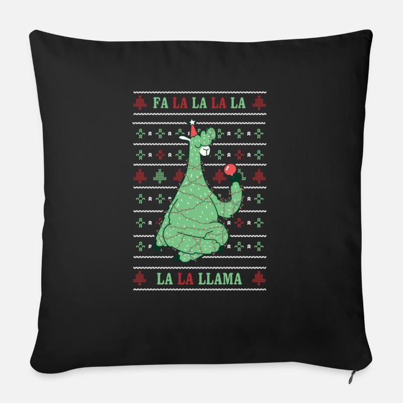 Llama Hässlicher Weihnachtspulli Geschenk - Sofakissen mit Füllung 45 x 45 cm - Schwarz