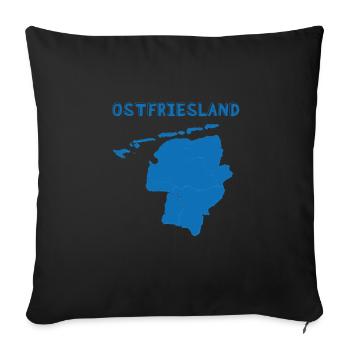 Ostfriesland Karte und Schriftzug - Sofakissen mit Füllung 45 x 45 cm - Schwarz - Vorne