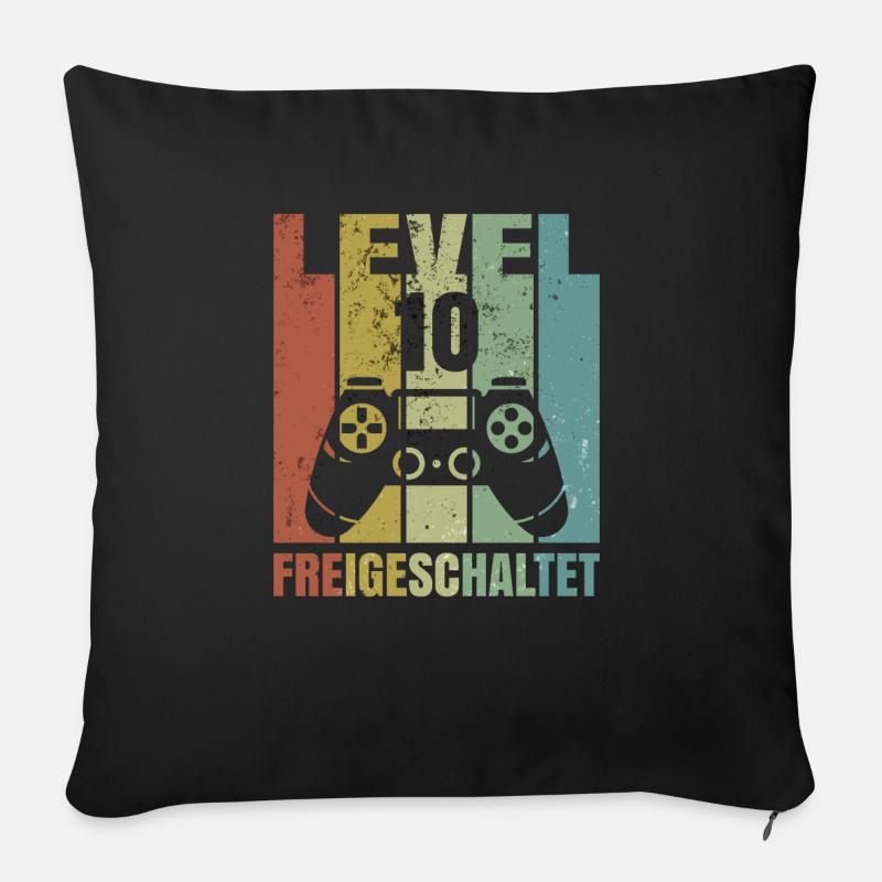 Level 10 freigeschaltet Geburtstagsshirt Geschenk - Sofakissen mit Füllung 45 x 45 cm - Schwarz