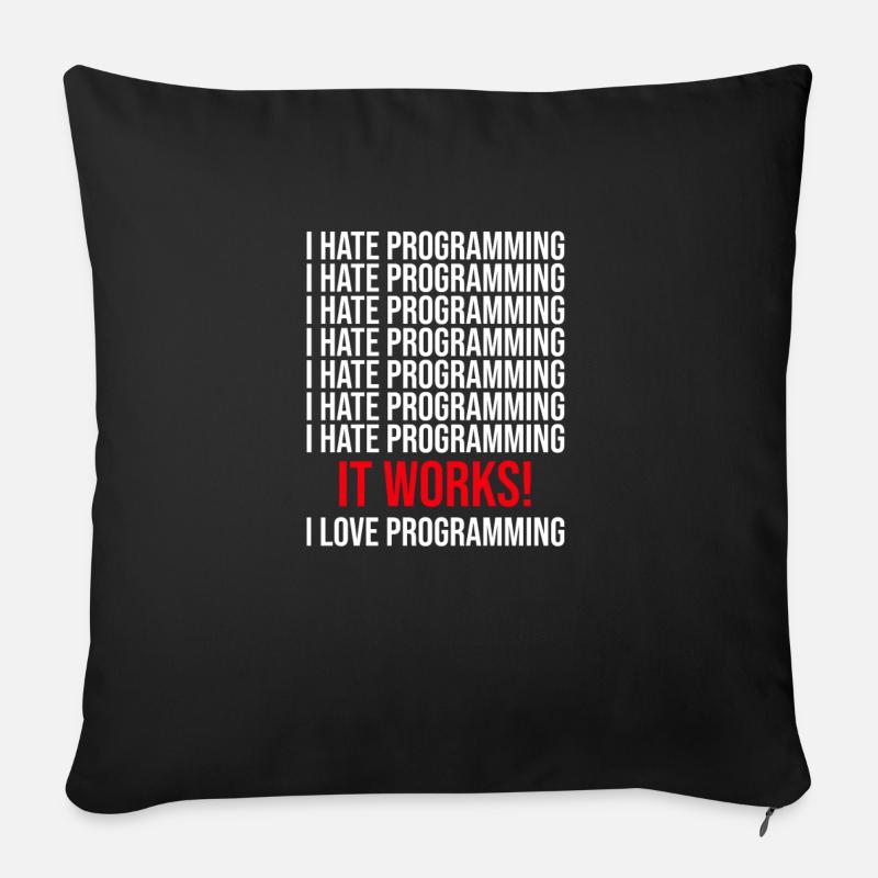 Programmer I hate programming - Sofa pillow with filling 45cm x 45cm - black