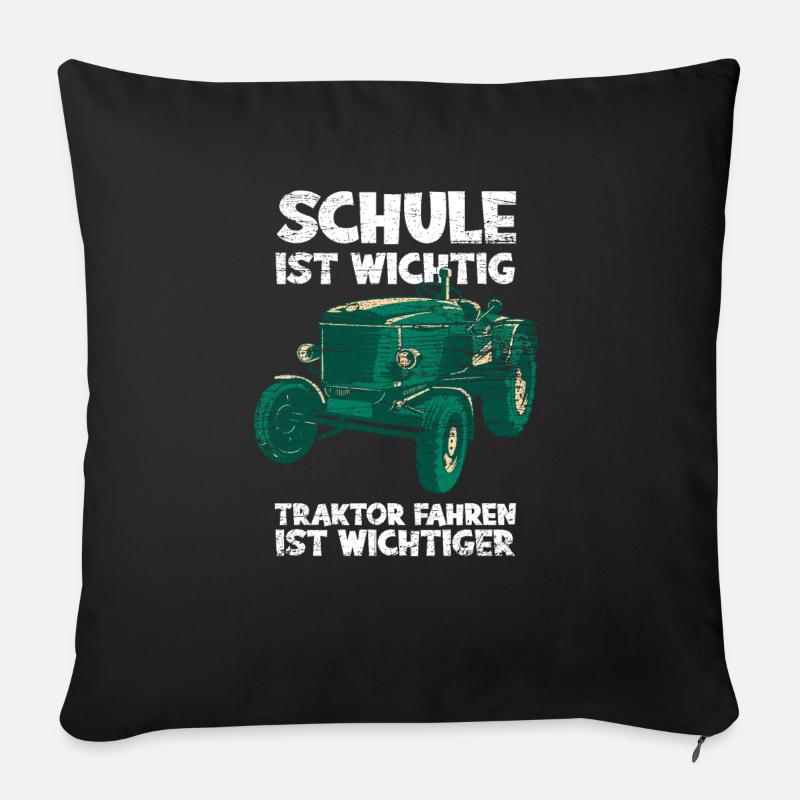 Traktor Schule - Sofakissen mit Füllung 45 x 45 cm - Schwarz