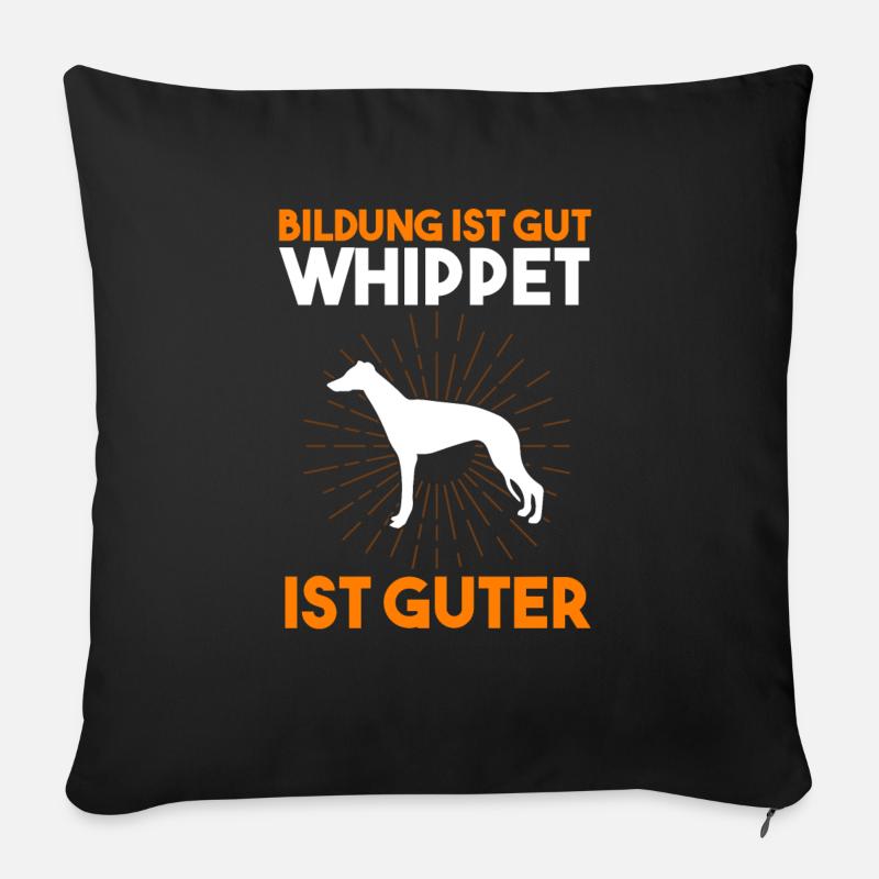 Hund Schüler Schule Lehrer Student Whippet Windhun - Sofakissen mit Füllung 45 x 45 cm - Schwarz