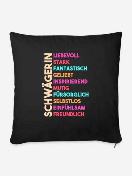Schwägerin - Sofakissen mit Füllung 45 x 45 cm - Schwarz