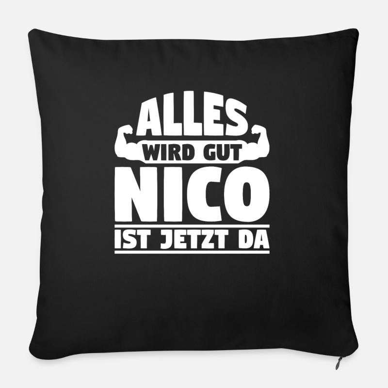 Alles wird gut Nico ist jetzt da - Sofakissen mit Füllung 45 x 45 cm - Schwarz