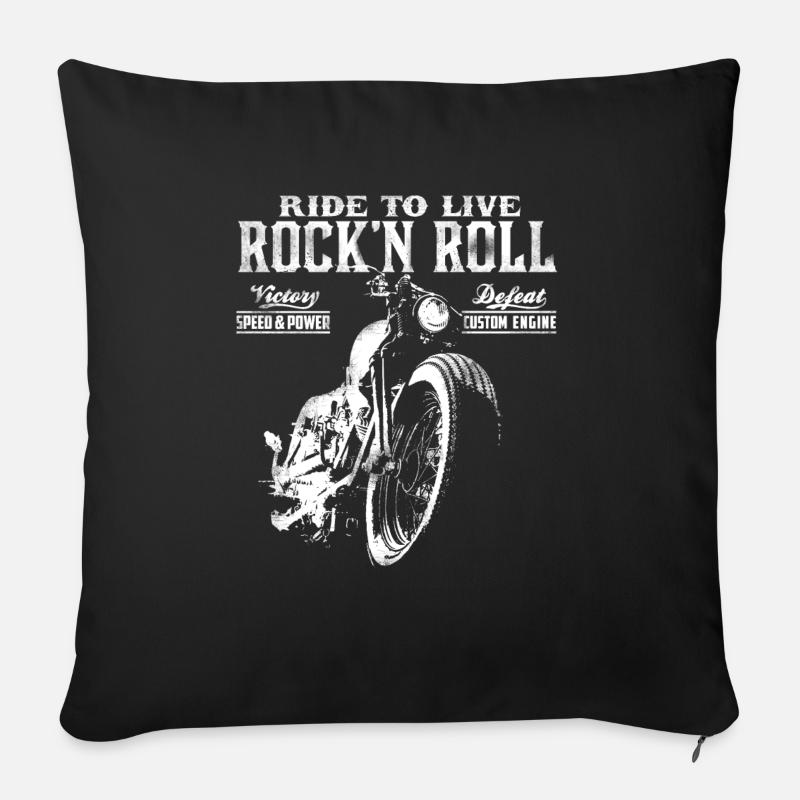 Rock & Roll Cool Biker Chopper MC Chemise de moto - Coussin et housse de 45 x 45 cm - noir