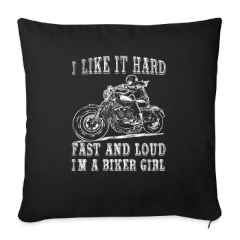 Cool Biker Lady Femmes Moto Bikers Chemise - Coussin et housse de 45 x 45 cm - noir - Devant