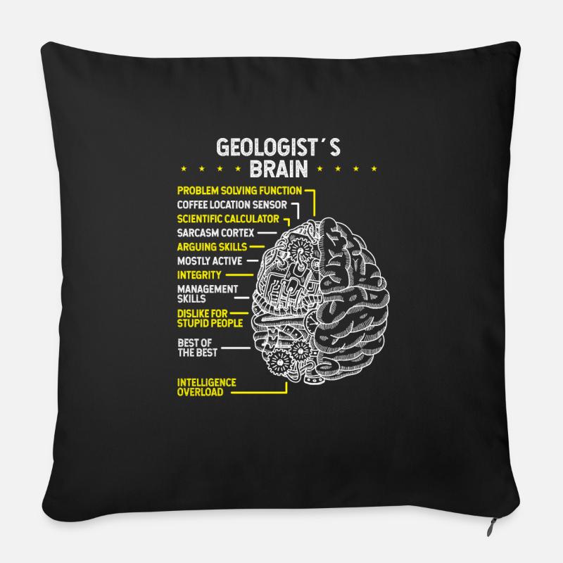 Géologue Rockhounding Mineral Rockhounder - Coussin et housse de 45 x 45 cm - noir