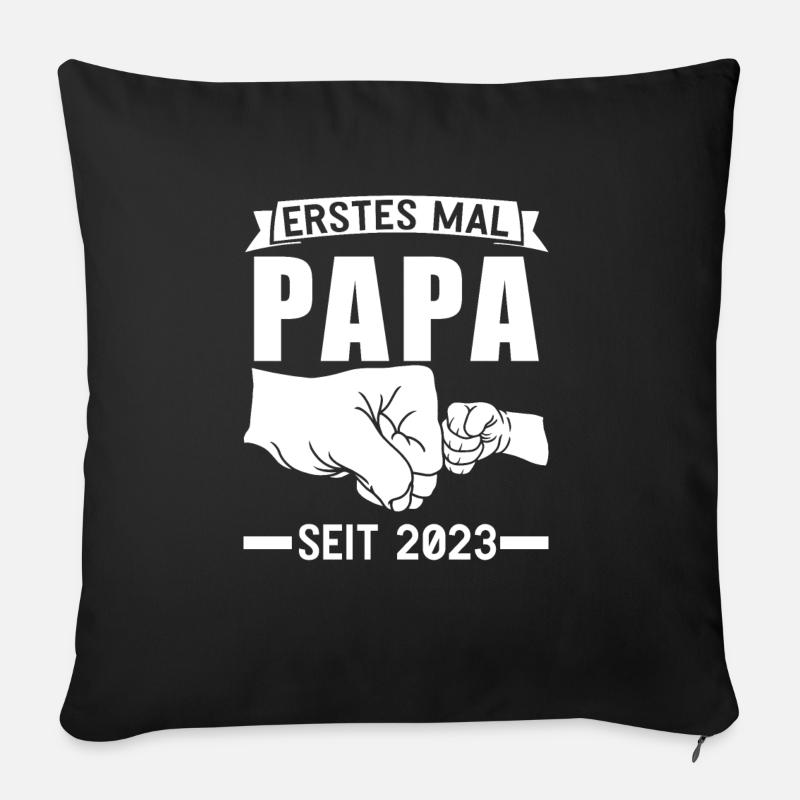 Papa 2023 Werdender Papa Geschenk - Sofakissen mit Füllung 45 x 45 cm - Schwarz