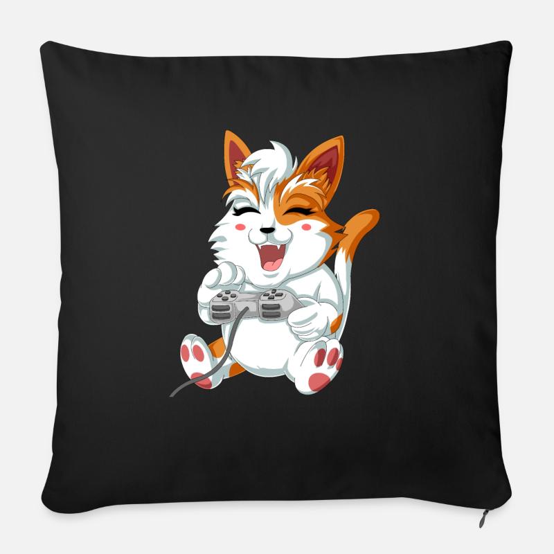 Katze Videospieler - Sofakissen mit Füllung 45 x 45 cm - Schwarz