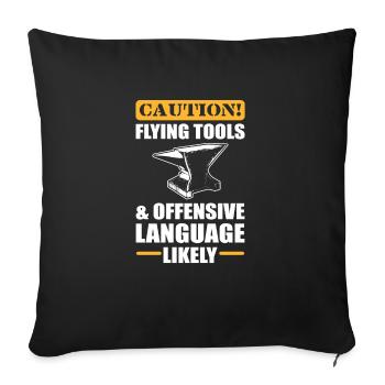 Métallurgie Outils volants Forgeron - Coussin et housse de 45 x 45 cm - noir - Devant